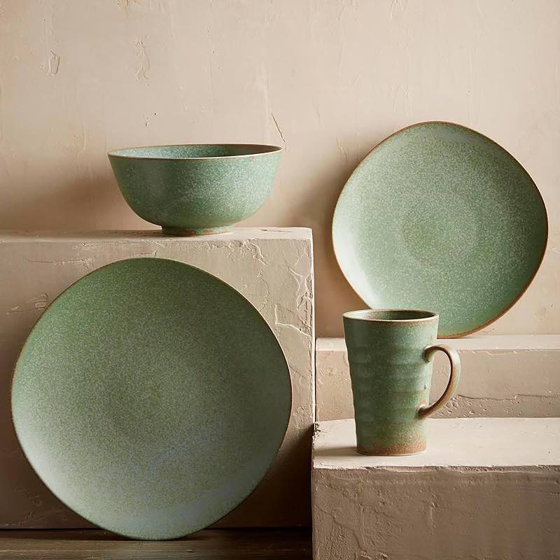 Terra Green Stone Dinnerware - 16 Piece Set